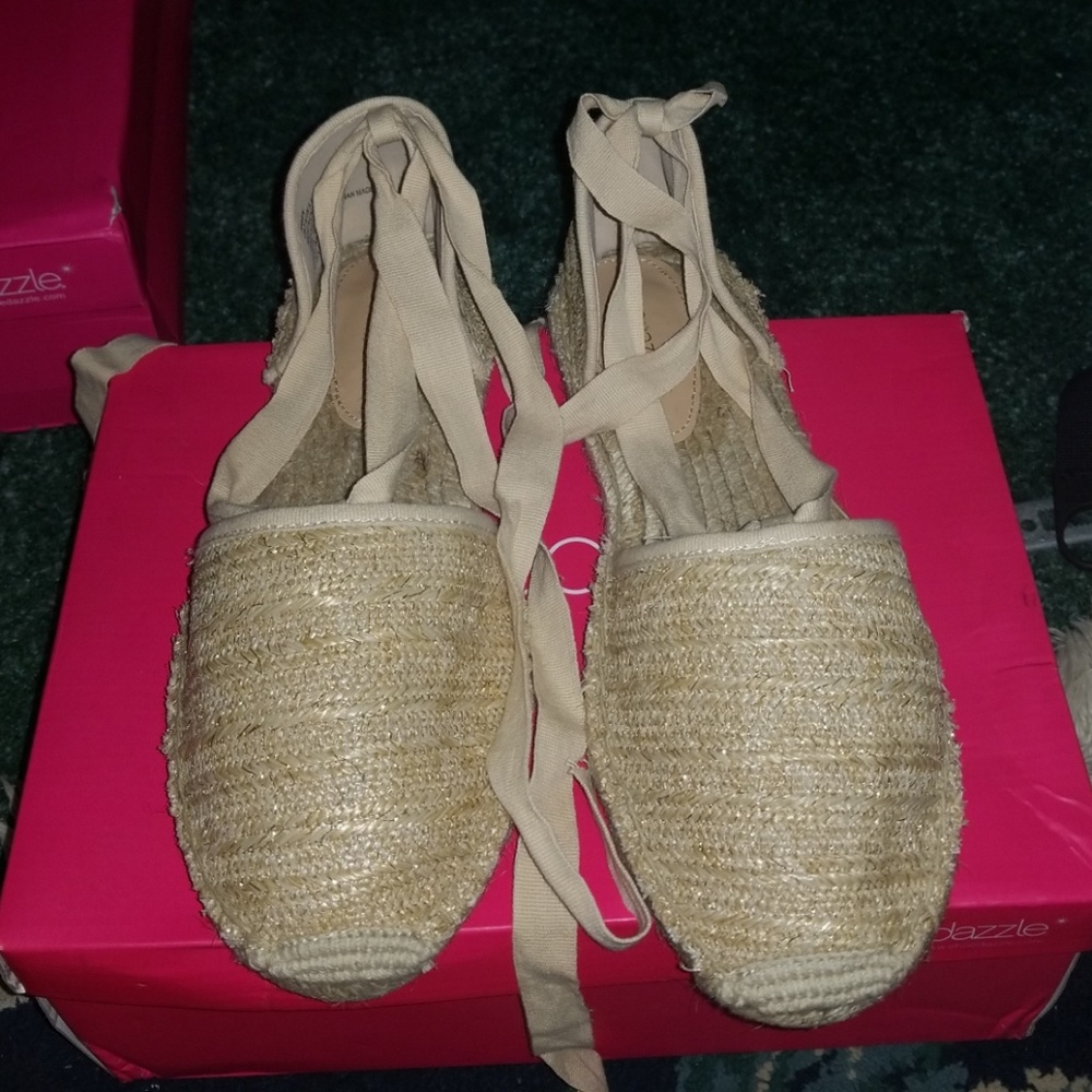 Beige Lace up Espadrilles